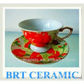 Different colors coffee cup and saucer set